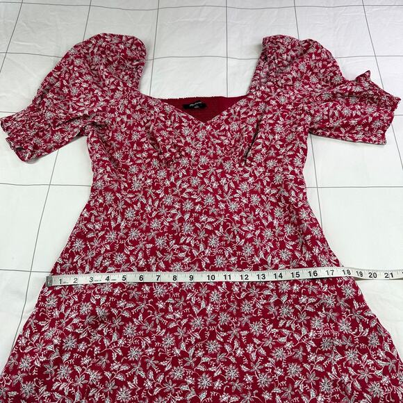 Madewell Dress Womens 10 Puff-Sleeve Mini Eloise Floral Smocked Romantic V Neck - Picture 12 of 13